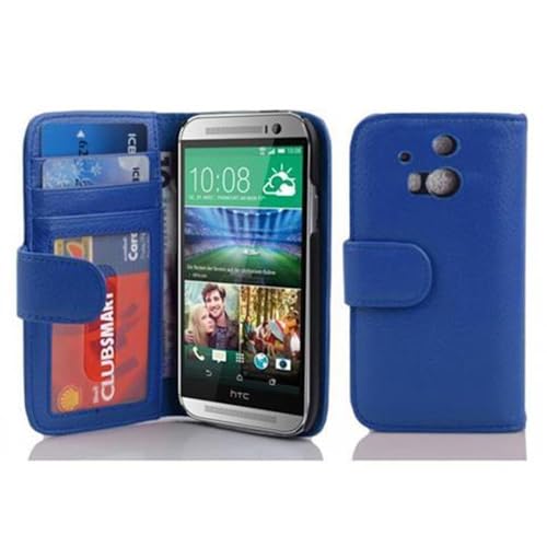 Cadorabo Hülle kompatibel mit HTC ONE M8 aus Premium Kunst Leder Flip Klappbare Stoßfeste Magnetische [Standfunktion] [Kartenfächern] Cover Hülle für HTC ONE M8 Tasche in Blau