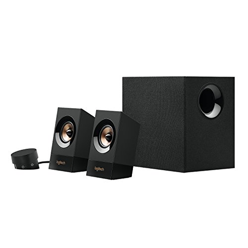 Logitech Z533 2.1 Lautsprecher-System mit Subwoofer, 120 Watt Spitzenleistung, 3,5 mm Eingang, Kopfhörerbuchse, Multi-Device, Bedienelemente am Steuergerät, UK Stecker, PC/TV/Tablet - Schwarz
