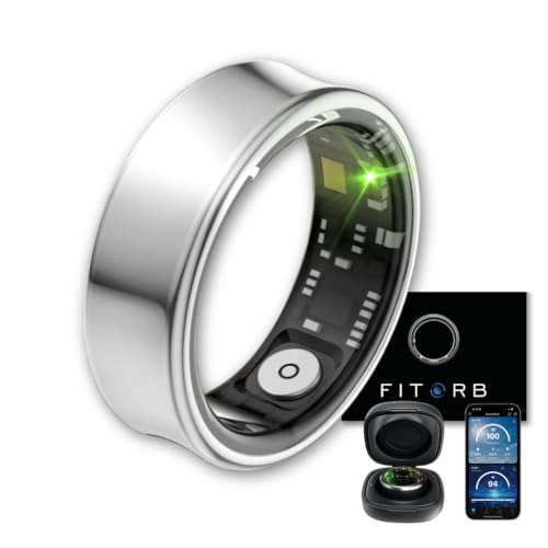 Fitorb Smart Ring Pro - Das Original. High-Tech Fitness- & Gesundheitsring, Schlafanalyse, 24/7 Aktivitätstracking. Temperaturmessung, Stress. Proberinge. (Neptun, Silber, 21,6 mm (12))