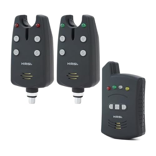 Hirisi Tackle Funk-Bissanzeiger 1+2 Set, Tragetasche, Lautstärke und Empfindlichkeit, für Karpfenangeln (B1235S)