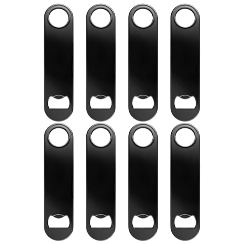 8 Barkeeper Bierflaschenöffner 12.5cm Beschichtet Griff, Edelstahl Barkeeper Bierflaschenöffner, Flacher Bottle Flaschenöffner Rutschfest, Edelstahl Flaschenöffner für Küche Bar Restaurant (Schwarz)