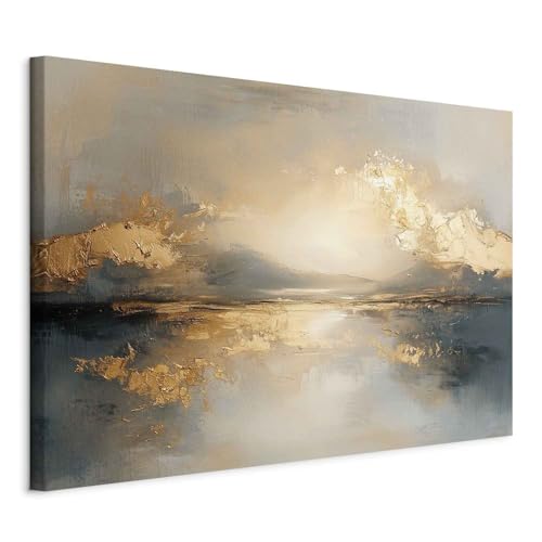 murando - Wandbilder XXL Leiwand Goldene Natur 120x80 cm 1 tlg - Wandbilder Wohnzimmer Wand Deko Bild auf Leinwand Schlafzimmer Kunstdrucke - Wie gemalt Elegante Abstrakte a-H-10170-b-a