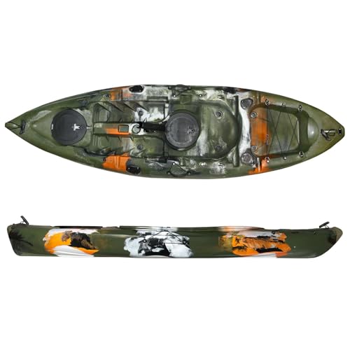 Crazy4Boating Kajak Sit-on-Top 1er | 270x80 cm Angelkajak Camouflage | Kompaktes & Kippstabiles Freizeitboot | Robustes PE | Inkl. Rutenhalter-Vorbereitung & Stauraum