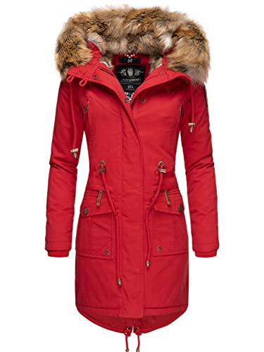 Navahoo Damen Winter Jacke Warmer Winterparka mit Kapuze Rosinchen Rot Gr. S