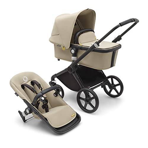 Bugaboo Fox Cub Kinderwagen für jedes Gelände, leichter und stabiler Kinderwagen, strapazierfähiges Design und extragroßes Sonnendach, einteilig und selbststehend faltbar, Desert Beige