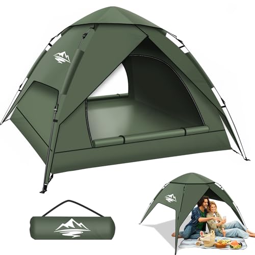Camping Zelt, Automatisches 2 Personen Doppellagiges Camping Zelt Pop Up, Wasserdicht & Winddicht Campingzelt DREI Schicht Kuppelzelt, Große 3 Jahreszeiten Zelte für Trekking, Familien