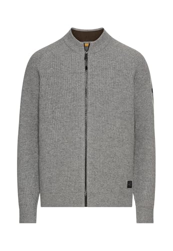camel active Herren Strickjacke aus Reiner Lammwolle Steingrau, Menswear-M