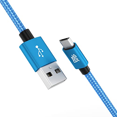 JAMEGA – 1m Premium Micro USB Kabel | Nylon geflochtenes USB Ladekabel Datenkabel für Micro USB Geräte kompatibel mit Samsung, HTC, Huawei, Sony, Nokia, Kindle, PS4 XBOX Controller – Blau