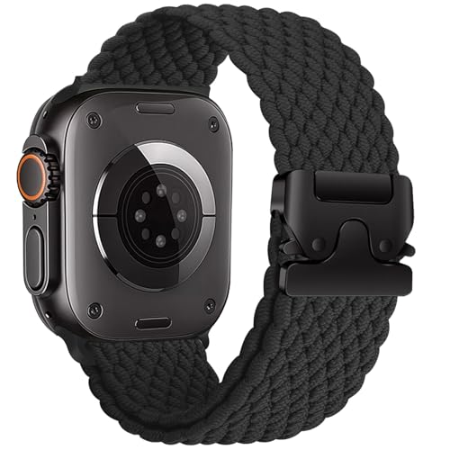 Geflochtenes Armbänder für Apple Watch Ultra/2 Armband 49mm 46mm 40mm 44mm 45mm 41mm 42mm 38mm,Elastisches Nylon Strap Fallschirmverschluss Band für Apple Watch 10 iWatch 9 8 7 6 5 4 3 SE/2 Apfelband