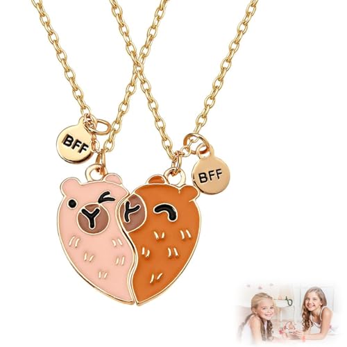 JcvPot Freundschaftskette Capybara, Niedliches Paar Halsketten für Beste Freundinnen, Symbol der Verbundenheit, für Geburtstage und Weihnachten, Capybara Sachen