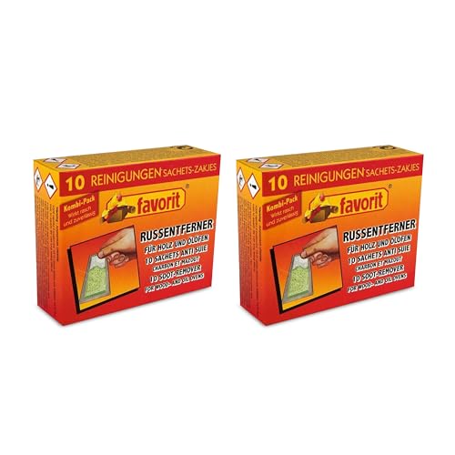 favorit Russentferner 2er Set, 20 Stück Ofenreiniger Sachets, Effektive Reinigung für Haushalt & Werkstatt, geeignet für Holz-, Kamin- & Ölöfen, zuverlässiges Entfernen & schnelle Wirkung