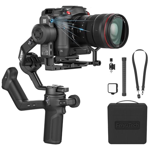 [Offiziell] FeiyuTech SCORP 3 Kit Kamera Gimbal – 3,5 kg Traglast, AI-Tracking, 14 h Laufzeit, Remote-Griff, Bluetooth-Aufnahmetaste, Professioneller Stabilisator mit Tragetasche, für Sony/Canon/Nikon