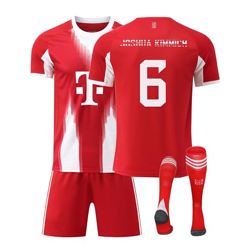 Bayern Trikot 25/26 Heimtrikot,6 Kimmich Trikot mit T-Shirt Shorts Socken für Kinder,Geschenke Für Fußballfans,Atmungsaktiver Stoff