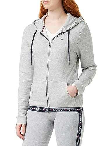 Tommy Hilfiger Damen Hoodie mit Reißverschluss Zipper, Grau (Grey Heather), S