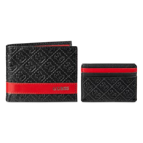 GUESS Herren Geldbörse Geschenkset, Schwarz/Rot, Einheitsgröße, Geschenk-Set mit Geldbörse