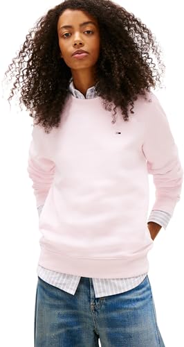 Tommy Jeans Women's TJW REG S Flag Crew DW0DW19959 Pullover Sweatshirt, PINK (Light Pink), M, Rosa (Hellrosa), M