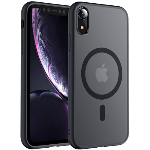 TOCOL für iPhone XR Hülle für Magsafe, Stoßfest Anti-Fingerabdruck Kratzfest Transluzente Rückseite rutschfest Matt Magnetisch Handyhülle für iPhone XR Case, Schwarz