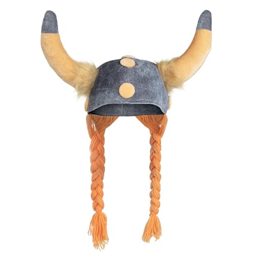 Boland 01296 - Gallierhelm, Stoffhut, Wickinger, Krieger, weiche Zöpfe, Römer, Karneval, Halloween, fasching, Mottoparty, Verkleidung, Theater, Kopfbedeckung