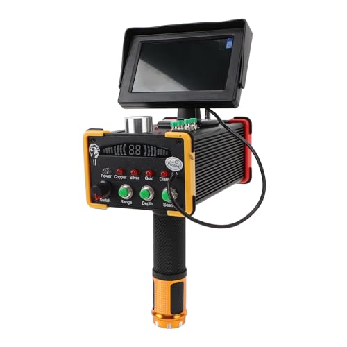 Asixxsix Metalldetektor, 15 M Tiefe, 1000 M Unterirdischer Metallscanner mit Mikrocomputer-Steuerchip, Großer Bildschirm, Zur Erkennung von Gold-Silber-Kupfer-Edelsteinen (EU-Stecker 100–240 V)