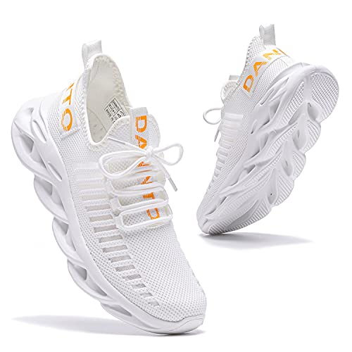 DANNTO Laufschuhe Herren Turnschuhe Damen Sneaker Leichte Atmungsaktiv rutschfeste Sportschuhe Gym Fitness Outdoor Schuhe Fashion Straßenlaufschuhe Weiß 45