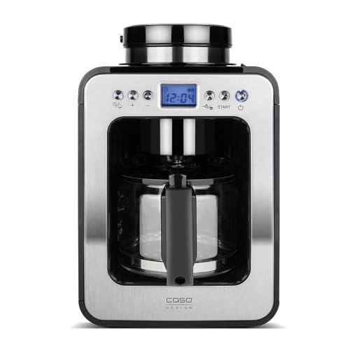 CASO Coffee Compact electronic, Design- Kaffeemaschine mit Mahlwerk, 4 Tassen Kaffee, vorgemahlenes Kaffeepulver geeignet, Brüh- & Mahlwerk entnehmbar, Warmhaltefunktion