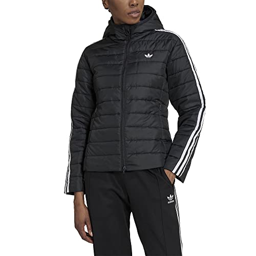 adidas Damen Hooded Premium Slim Jacke, schwarz/weiß, 42