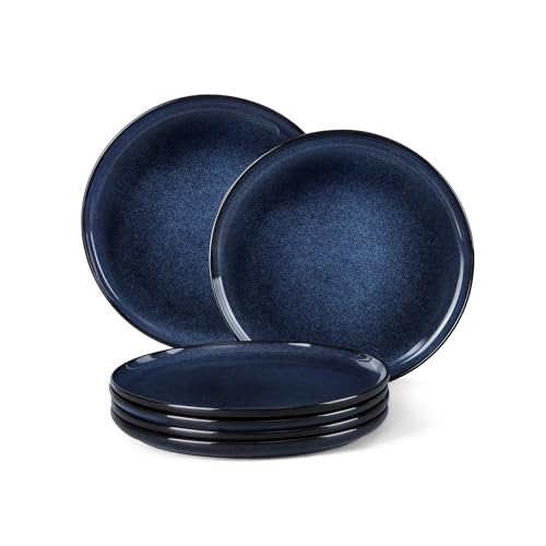 Homikit Dessertteller, 6-tlg Steinzeug Klein Teller Set, 20,2 cm Reaktive Glasur Essteller Salatteller, Modern Servierteller für 6 Personen, Mikrowellenfest & Spülmaschinenfest, Universum Blau