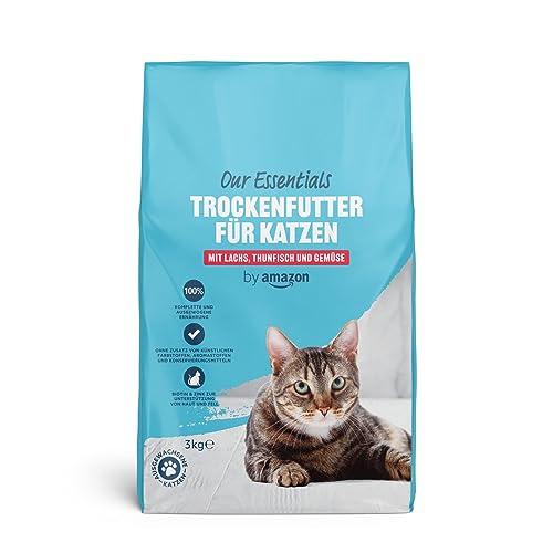 by Amazon Trockenfutter für Katzen, mit Lachs, Thunfisch und Gemüse, 3kg