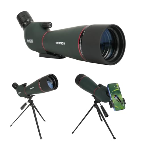 BOSTRON 20-60 x 80 mm Spektive für Zielschießen,HD Spektiv Sportschützen mit Stativ & Smartphone Halterung - FMC Lens 45-Grad-abgewinkelte Teleskop für Vogelbeobachtung Sportschützen Zielschießen