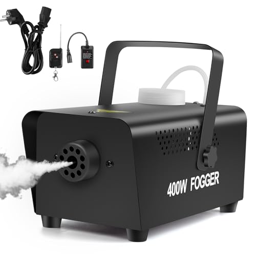 Littleboyny 400W Nebelmaschine, Smoke Machine,Mini Fog Rauchmaschine mit 2 kabelgebundenen und Funkfernbedienungen für DJ Disco Party,Halloween,Hochzeiten Weihnachten