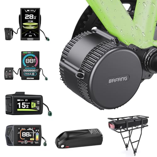 BAFANG BBS01B BBS02B HD Mittelmotor-Kit - 250W 350W 500W 750W 1000W Mid-Drive E-Bike-Umrüstkit mit Akku (wahlweise) und LCD-Display, 36V 48V 52V Elektrofahrrad-Kit (CAN-Protokoll)