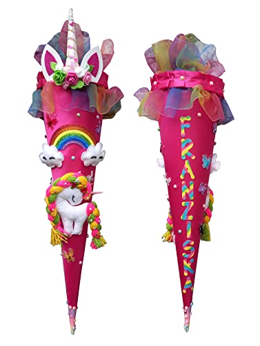 Schultüte mit Einhorn passend zum Ergobag CinBärella,für Mädchen,ganäht,Stoff,Zuckertüte