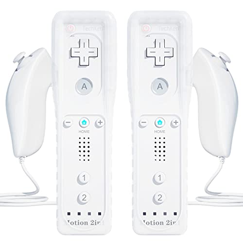 TechKen 2er Set Wii Remote Plus Mit Motion Plus und Nunchuck - Fernbedienung Kontroller Ersatz für Wii/WiiU