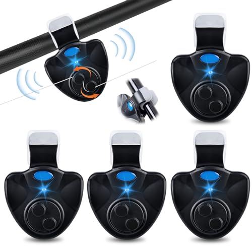 Elektronisch Bissanzeiger, 4Stück Bissanzeiger Angeln, Empfindsame Angeln Bissanzeiger mit LED-Leuchtanzeiger, Elektronischer Bissanzeiger Angeln, Electronic Bissanzeiger, für Das Angeln Im Freien