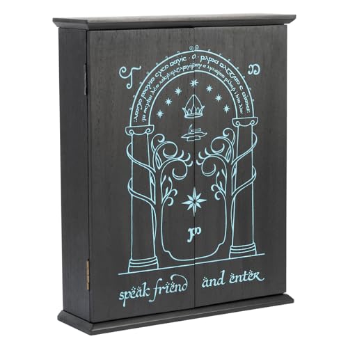 Grupo Erik Schlüsselkasten Schwarz Türen von Durin Schlüsselbrett Haken - Wohnungs Zubehör Schlüsselschrank 21 x 26 x 6 cm Offizieller Herr der Ringe Fanartikel