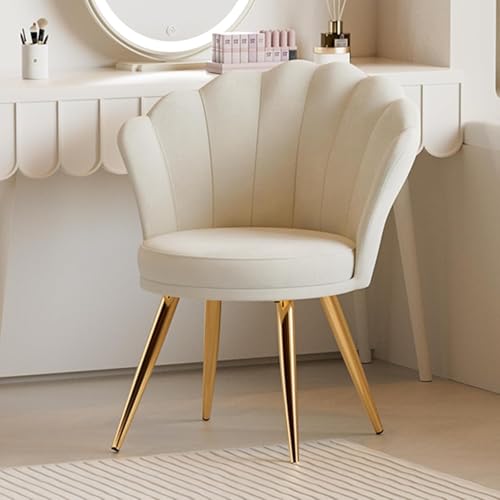 Aivermeil Esszimmerstühle Samt • Muschelsessel mit Rückenlehne & Armlehnen • Schminktisch Stuhl • Polstersessel Elegant • Akzentstuhl mit Gold Metallbeinen Accent Chair • Weiß
