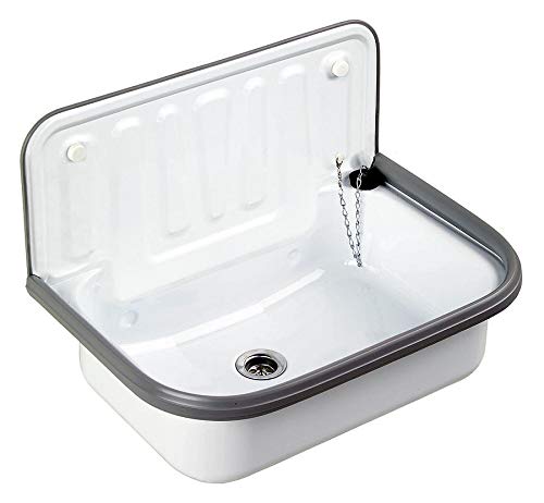 Spülbecken aus Stahl emailliert Ausgussbecken für Garten Keller Waschküche