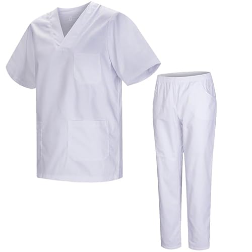 MISEMIYA - Unisex-Schrubb-Set - Medizinische Uniform mit Oberteil und Hose ref.8178 - Small, Weiß 21