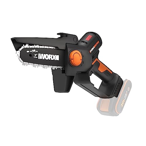WORX WG325E.9 Nitro Profi Mini Akku-Kettensäge 20V, Einhand Ast-Säge, Brushless Motor, 5650 /min, 12cm Schwertlänge, leicht & kompakt, automatische Kettenschmierung (ohne Akku & Ladegerät)