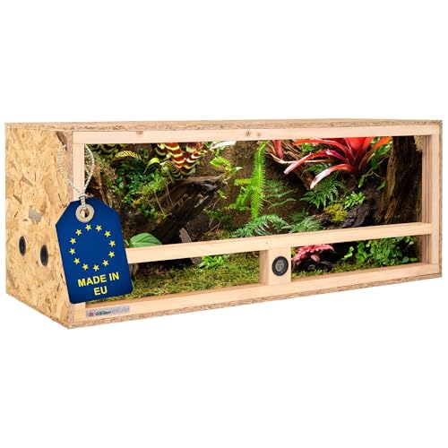 ITA Holz Terrarium 100x40x40 cm mit Seitenbelüftung & Integriertem Hygrometer - Holzterrarium aus OSB-3 Platten - Terrarien für Reptilien, Schlangen, Amphibien - EU Produkt, FSC Zertifiziert
