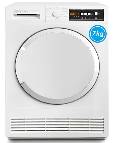 Geratek Stralsund Trockner Kondenstrockner Frontlader Wäschetrockner 7kg 15 Programme Trommelbeleuchtung - Babywäsche - Restlaufanzeige - Große Tür