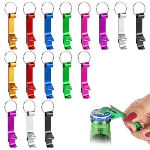 16 Stück Flaschenöffner Schlüsselanhänger,Aluminium Bierflaschenöffner,Bieröffner Schlüsselanhänger,für Bar Party Camping und Familie(8 Farben)