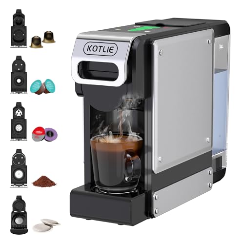 Kapselkaffeemaschine, 5-in-1 Pad kaffeemaschine, für Nespresso Original/für Dolce Gusto/A MODO MIO/ESE-Pads (44 mm) und vorgemahlenem Kaffee, 7 Wassermengeeinstellungen(ST-550)