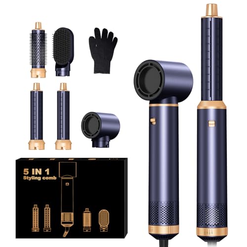 5 in 1 Hairstyler, Airstyler Pro 1000w, 60000RPM Hair Dryer Brush, Air Lockenstab mit Luft Links/Rechts, Negative Ionen Pflege,Sie dem Haar Volumen, Locken und Föhnen Sie Haar