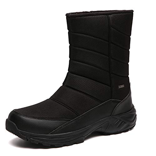 TLOLA Winterstiefel Herren Wasserdicht Winterschuhe Warm Gefüttert Schneestiefel Leicht Wanderschuhe Trekkingschuhe Rutschfest Stiefel Herren Arbeiten Ski Outdoor Boots Herren (Schwarz EU 45)