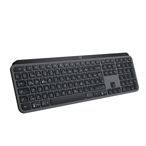 Logitech MX Keys S kabellose Tastatur, Low Profile, Fluid Quiet Typing, Programmable Keys, Backlighting, Bluetooth, USB C Rechargeable, für Windows PC, Linux, Chrome, Mac, Deutsches QWERTZ - Grau