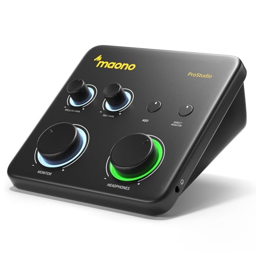 MAONO Audio Mixer für PC: Interface mit XLR-Eingang 24-bit/192kHz Routing-Software LOOPBACK ASIO-Treiber für Musikaufnahme, Home-Studio, Gitarre, Podcast, Streaming, DAW (PS22 Lite Schwarz)