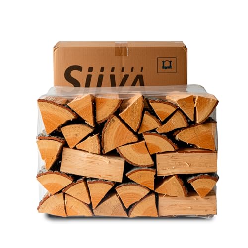 SILVA® Kaminholz Mischholz 27 kg – Ofengetrocknet (< 15%) – Brennholz-Mix aus Birke, Esche & Erle – Für Kamin, Ofen & Grill – Hoher Heizwert, Saubere Verbrennung, Geringe Aschebildung