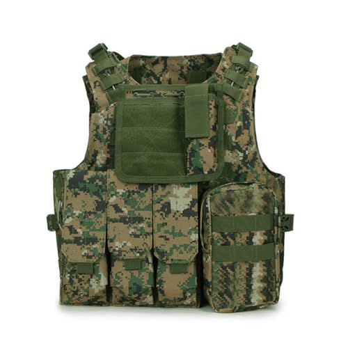 QMFIVE MOLLE RRV Assault Combat Weste mit Beutel/Traning Schutz Sicherheitsweste für Taktische Jagd Airsoft Outdoor(BK) (AOR2)