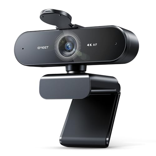 Webcam NOVA 4K, 4K Webcam mit 2 Mikrofon mit Rauschunterdrückung, Ultra HD Webcam mit 73° Weitwinkel und Objektivabdeckung, PDAF Autofokus, Web Cam für Mac, Laptop, Zoom, Teams